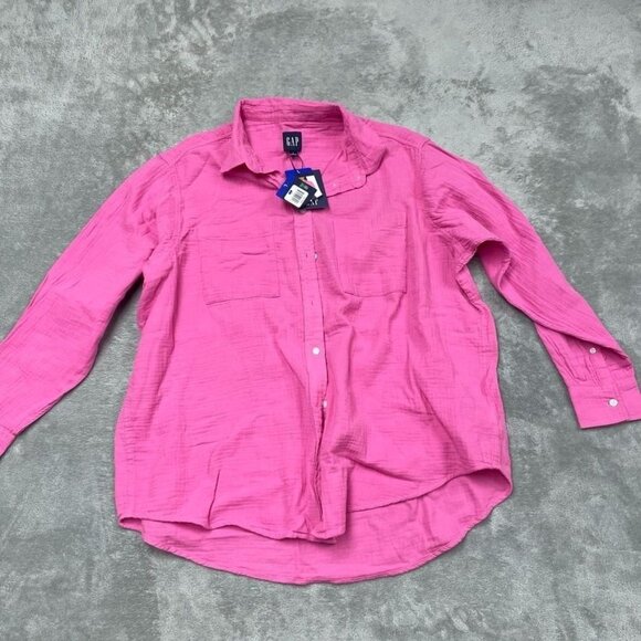 Gap Long Sleeve Pink Button-Up Shirt L 100% Cotton Lightweight d0829 - Picture 2 of 9